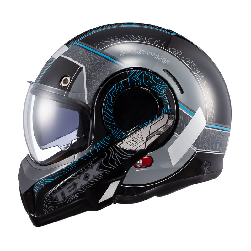 Capacete Texx Esc Stratos  180 Topographic Pret Azul 56