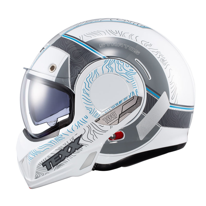 Capacete Texx Esc Stratos  180 Topographic Branco Azul 56