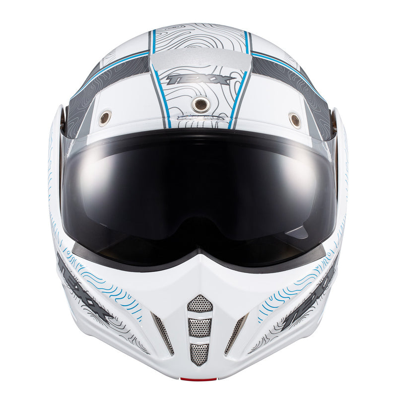 Capacete Texx Esc Stratos  180 Topographic Branco Azul 56