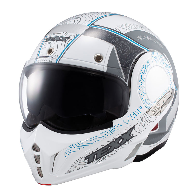 Capacete Texx Esc Stratos  180 Topographic Branco Azul 56