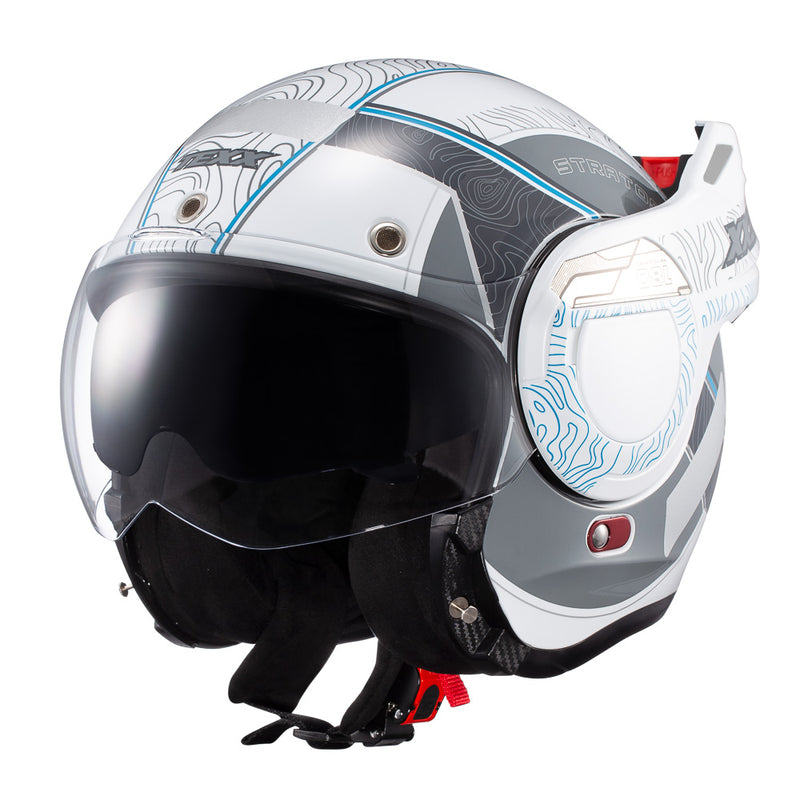 Capacete Texx Esc Stratos  180 Topographic Branco Azul 56