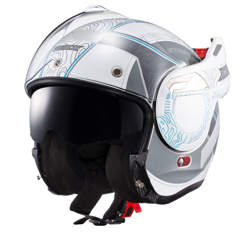 Capacete Texx Esc Stratos  180 Topographic Branco Azul 56