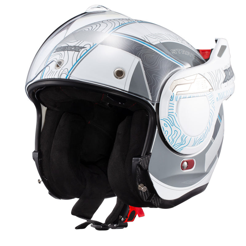 Capacete Texx Esc Stratos  180 Topographic Branco Azul 56