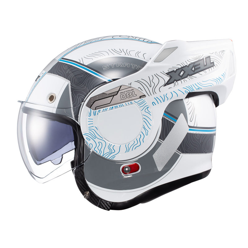 Capacete Texx Esc Stratos  180 Topographic Branco Azul 56