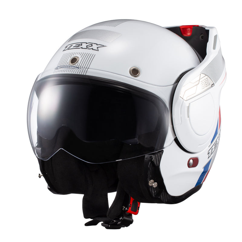 Capacete Texx Esc Stratos  180 Journey Branco Azul Verm 56