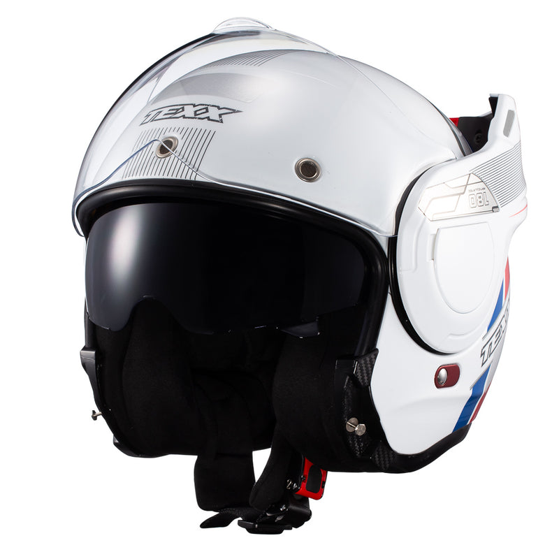 Capacete Texx Esc Stratos  180 Journey Branco Azul Verm 56