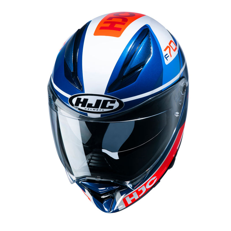 Capacete Hjc F70 Tino Azul Branco E Laranja 54