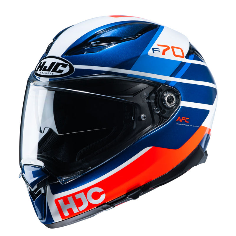 Capacete Hjc F70 Tino Azul Branco E Laranja 54