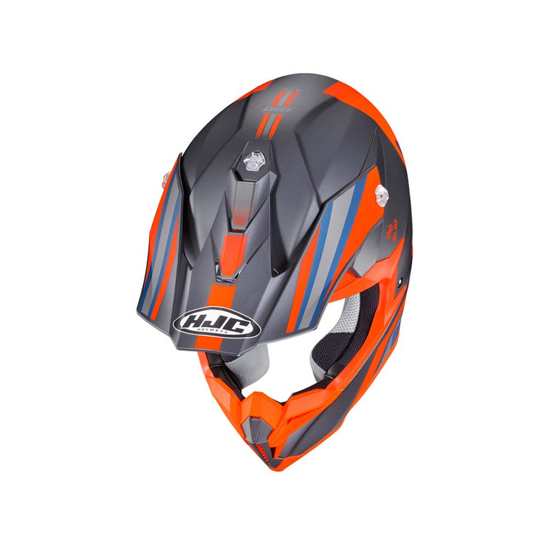 Capacete Hjc Off I50 Flux Preto Laranja Cinza E Azul 56