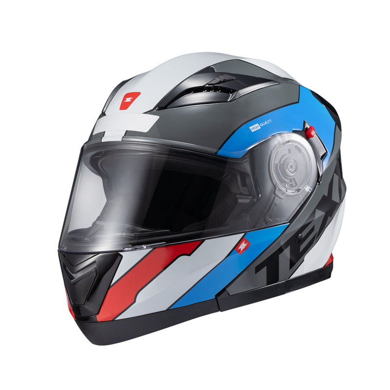 Capacete Texx Escamot Gladiator V3 Reisen Azul Verm Branc 56