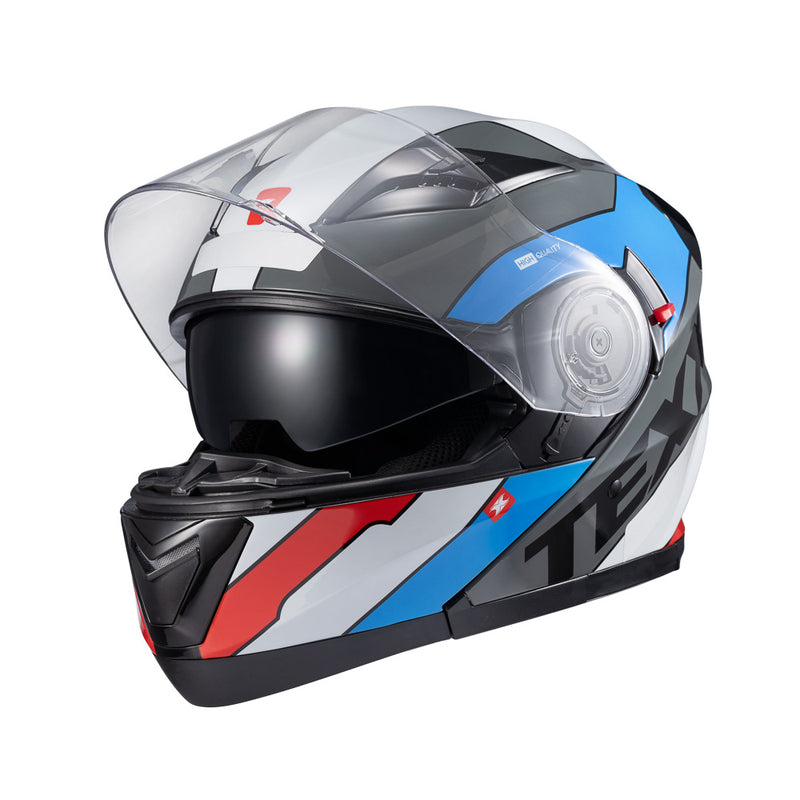 Capacete Texx Escamot Gladiator V3 Reisen Azul Verm Branc 56