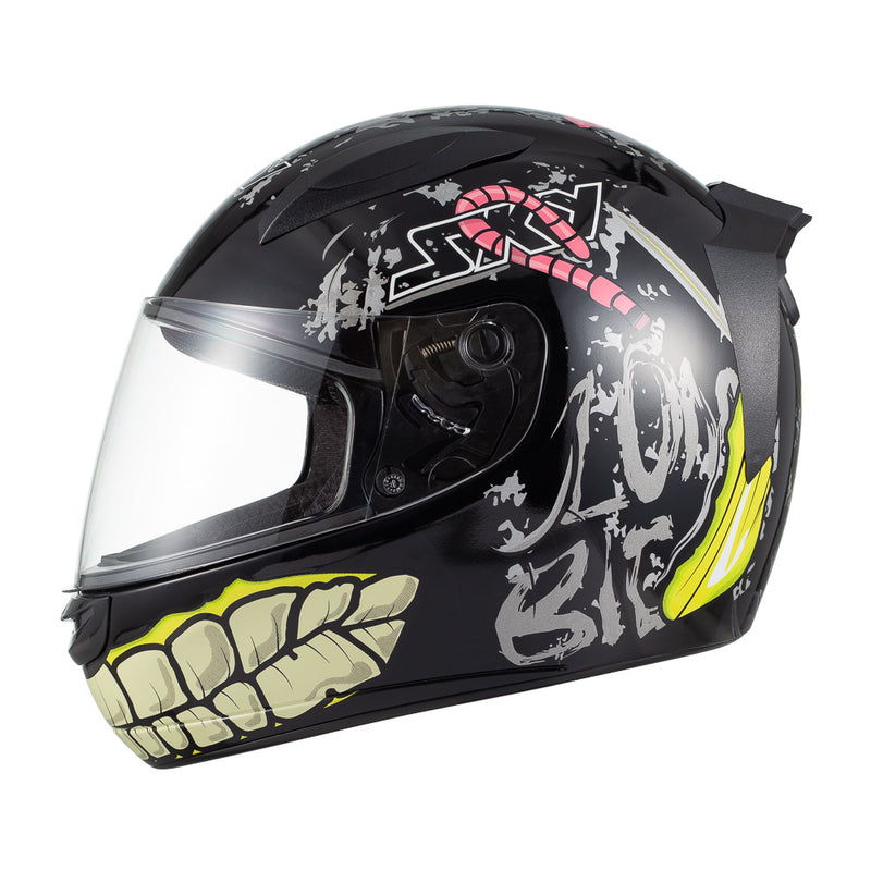 Capacete Sky Two Zombie Preto Fosco Transf Verde 58