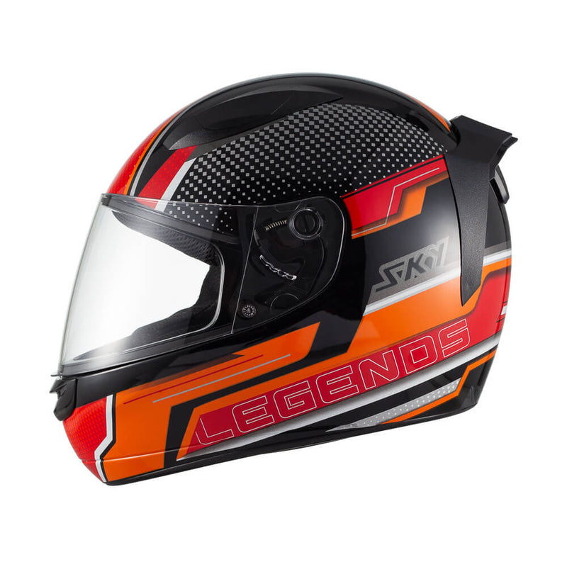 Capacete Sky Two Legends Preto Fosco Transf Laranja 62