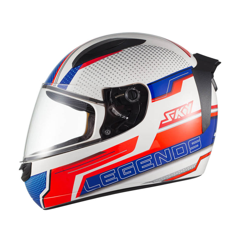 Capacete Sky Two Legends Branco Fosco Transf Vermelho 56