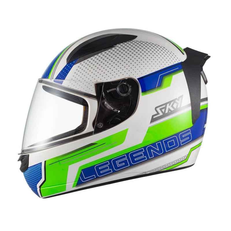 Capacete Sky Two Legends Branco Brilho Transf Verde 56