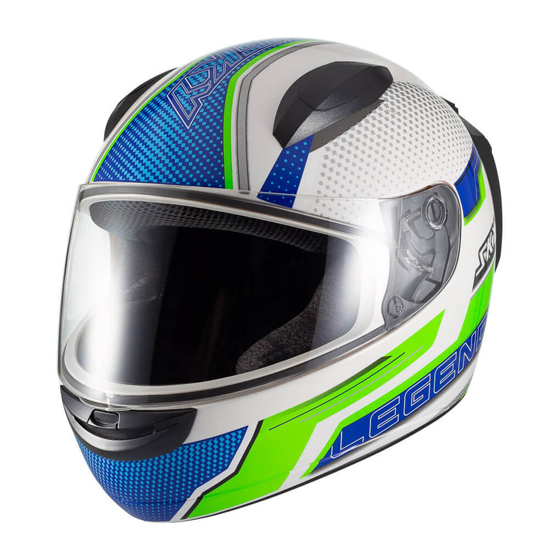 Capacete Sky Two Legends Branco Fosco Transf Verde 60