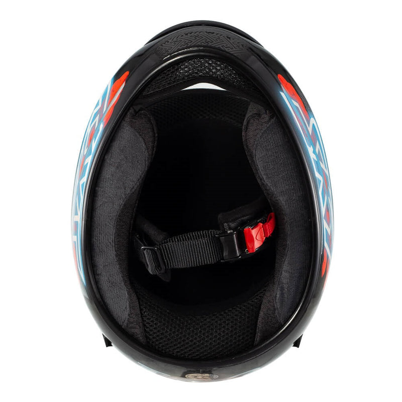 Capacete Sky Two Samurai Preto Brilho Transf Vermelho 56